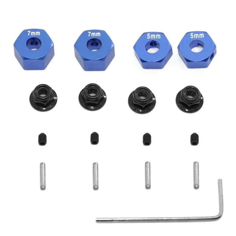 Zestaw metalowych sześciokątnych piast kół z kołkami i nakrętkami kołnierzowymi M4 do Trxs Slash 2WD 1/10, części zamienne do tuningu, zamiennik 1654 3654