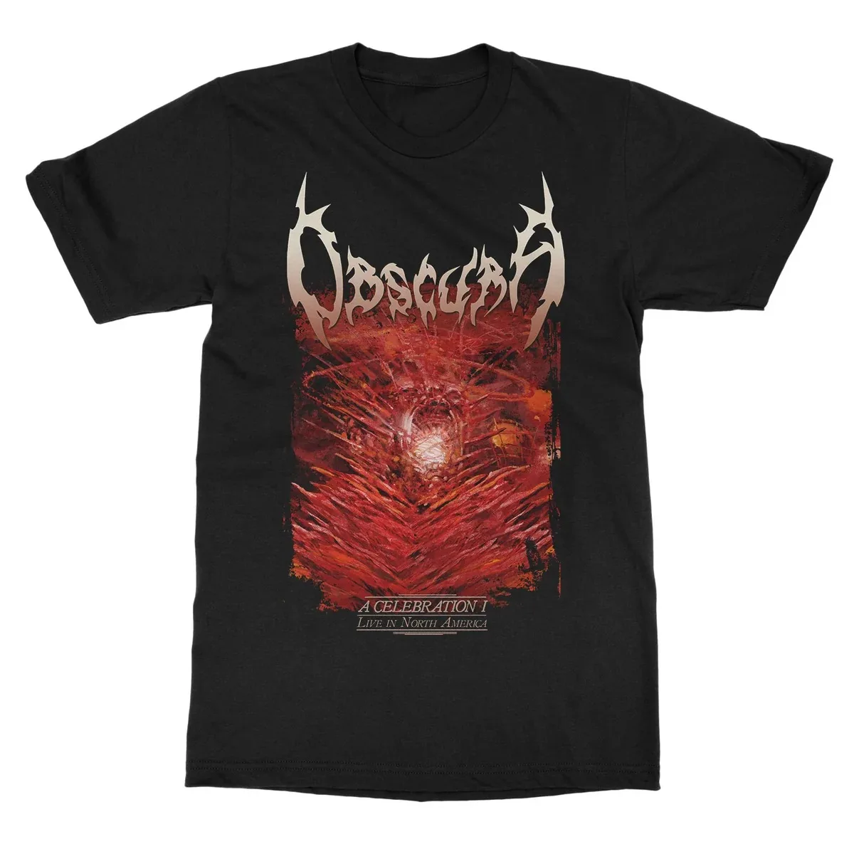 Sharp Gothic Band Logo Grotesque Red Horror Print Unisex T‑shirt, Obscura Death Metal Streetwear Casual Top