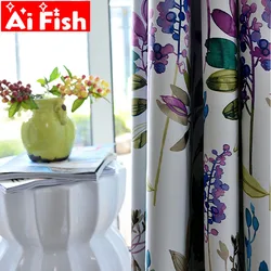 Purple Bellflower Flower Window Treatments Bedroom Drapes High Precision Incomplete Blackout Printing Curtains For Living Room