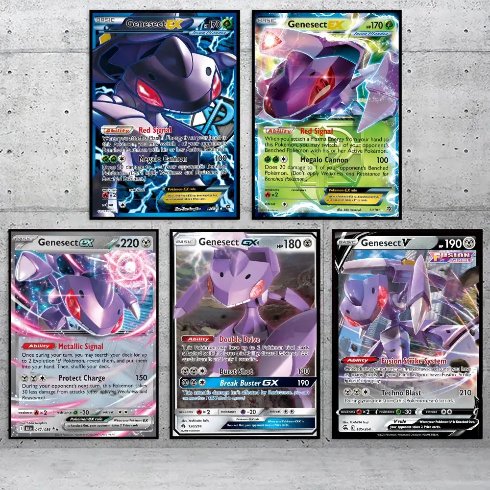 

Genesect Rare Card Pattern Poster Home Living Bed Room Bar Hallway Sticky Wall Art Printing Waterproof Aesthetic Decor
