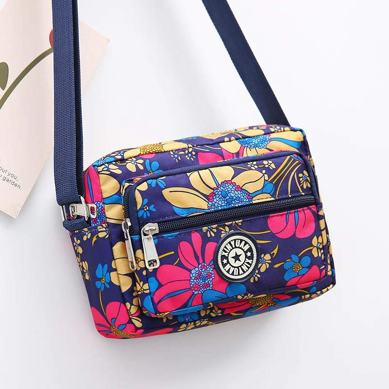 Printing Flowers Crossbody Bags New Middle-aged Elderly Nylon Cloth Messenger Manufacturers Female Shoulder Handbags