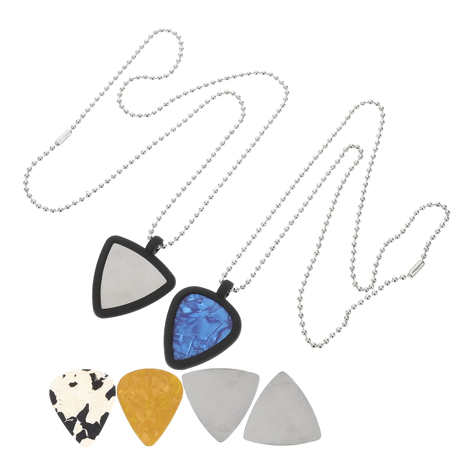 

1 Set Guitar Pick Holder Necklace Dual-Sided Silicone Design For Electric Acoustic Bass Ukulele Scratch-Resistant Handsfree