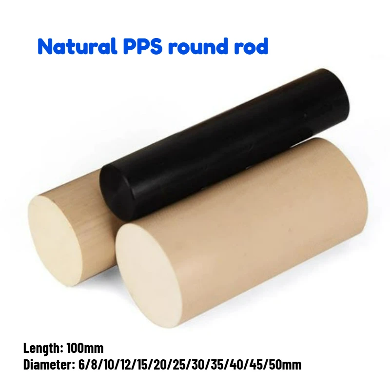Diameter 6/8/10/12/15/20/25/30/35/40/45/50mm Heat-resistant PPS Solid Round Rod Polyphenylene Sulfide Board Rod Length 100mm