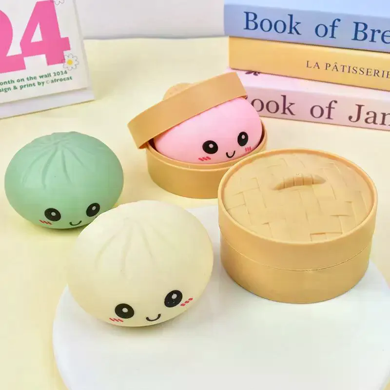 

Игрушка-антистресс, имитирующая паровую булочку, с улыбающимся лицом, сжимаемая игрушка-паровая булочка