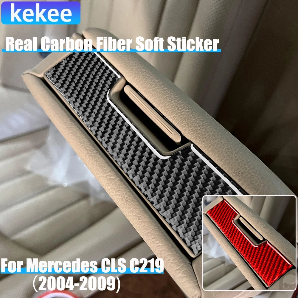 

Автомобильные аксессуары из настоящего углеродного волокна, крышка переключателя заднего подлокотника, мягкая наклейка для Mercedes CLS C219 2004 2005 2006 2007 2008 2009