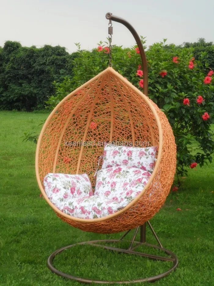 Hamaca colgante de mimbre con forma de huevo y columpio de resina
