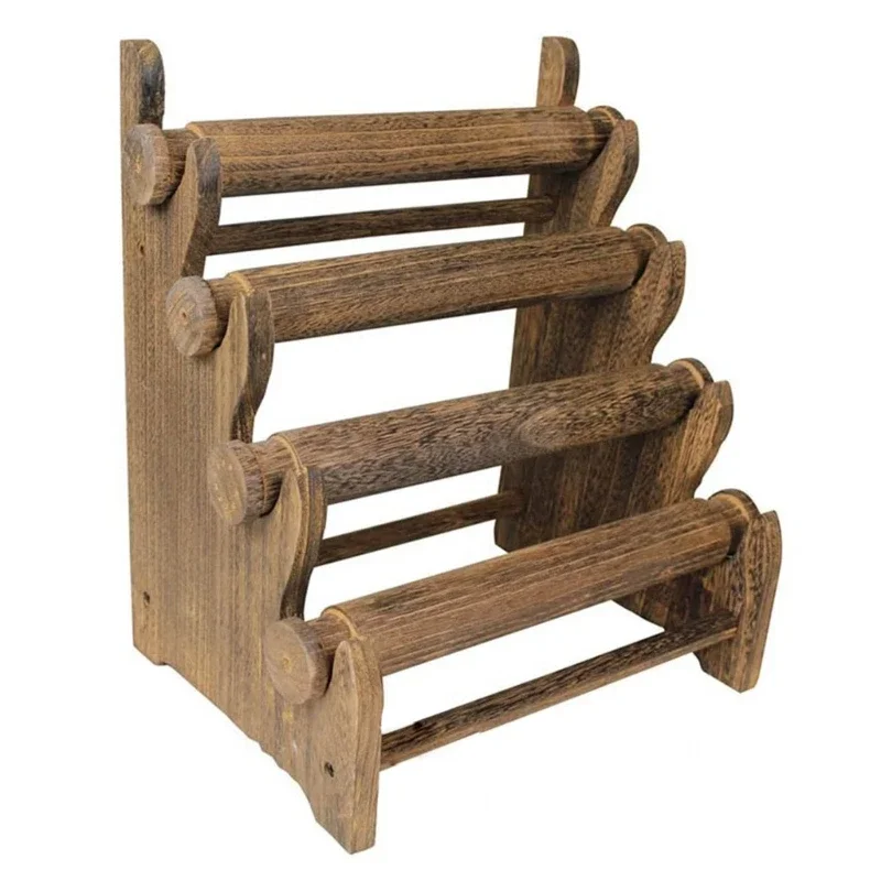

Vintage Wooden Bracelet Stand 4 Tiers Bangle Watch Necklace Display Storage Stand Jewelry Holder Easy to Use