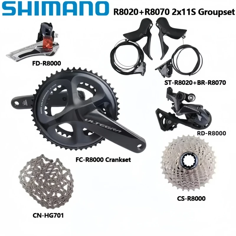 

Shimano Ultegra R8020 Groupset 2 x 11 Speed Hydraulic Disc Brake Groupset R8020 Shifter R8070 Brake Kit Derailleurs Road Bicycle