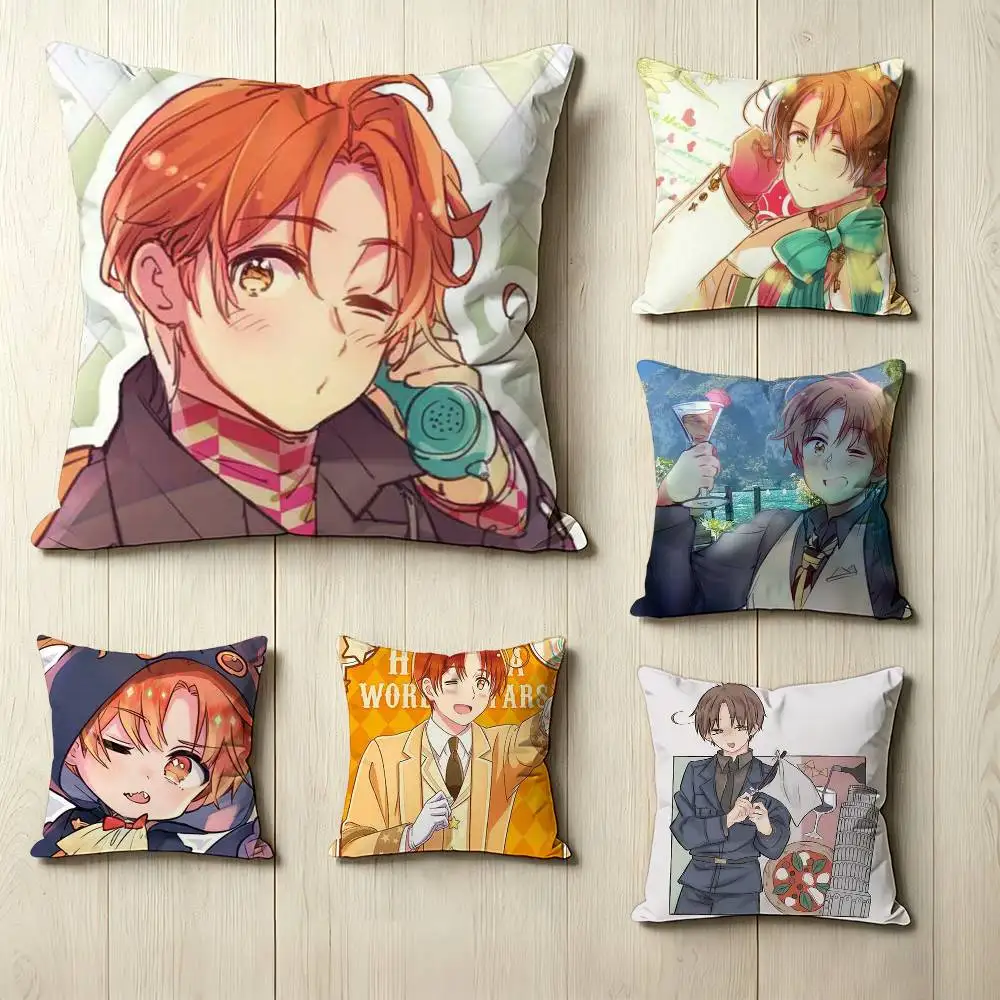 H-Hetalia W-World Stars N-North Italy  Pillow Case Square Double-Sided Sofa Cushion Cover Bedroom Bedside Pillow