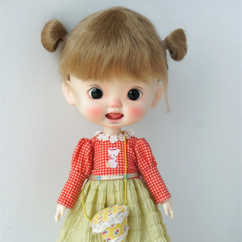 

JD415 6-7＂7-8” 8-9＂ 9-10” 10-11" 1/6 1/4 1/3 Twin Buns Mohair BJD Wigs YOSD MSD SD DOD QBaby Blythes Doll Accessories