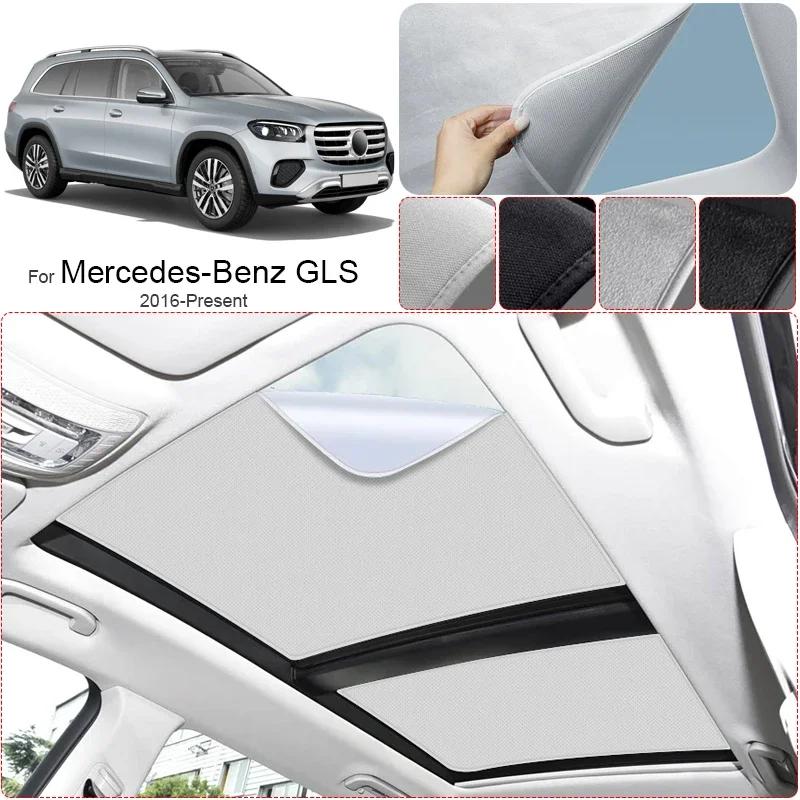 

Автомобильная замшевая ткань с электростатическим эффектом для MERCEDES-BENZ GLS 2016-наст. время: Адсорбционная солнцезащитная шторка для люка, защита от УФ-излучения, теплоизоляция для верхнего окна