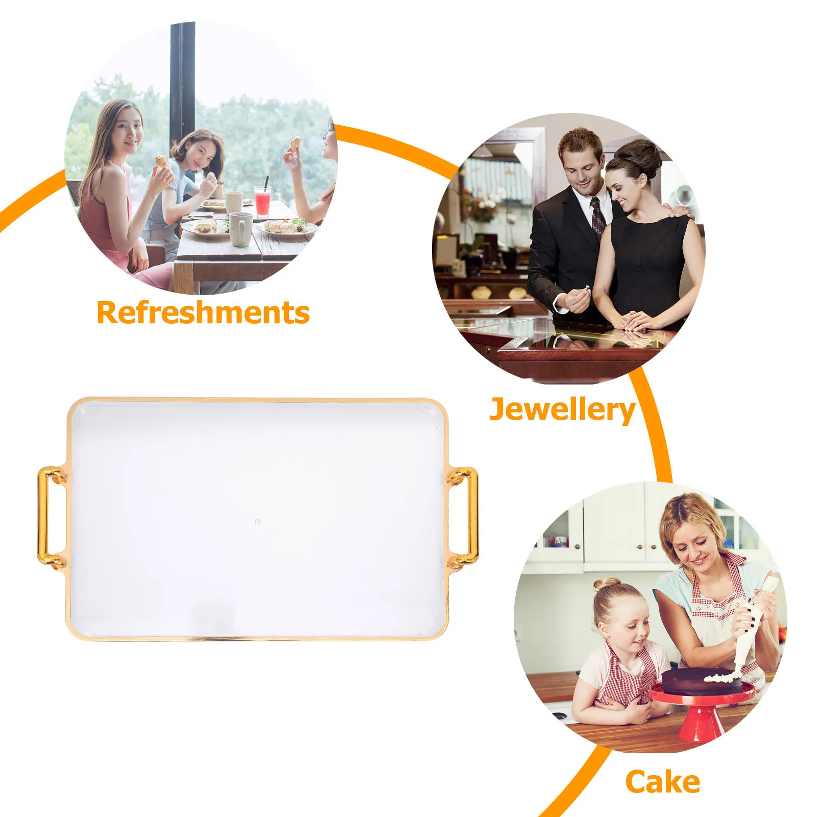 

Прямоугольный поднос для торта, прочный, против падения, многоцелевой, для хранения продуктов питания для вечеринок, дисплей для десертов, бытовая декоративная тарелка