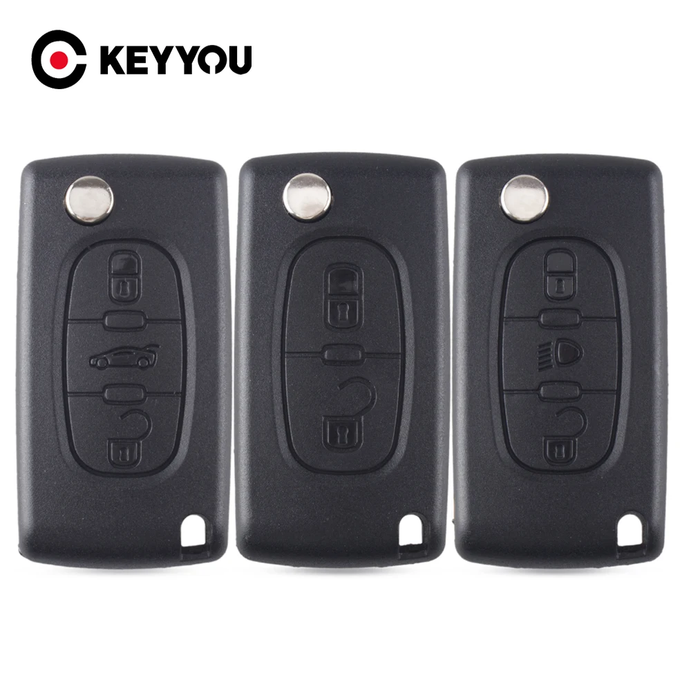 KEYYOU 10pcs 2/3 Buttons Car key Case for Peugeot 207 307 308 407 607 807 For Citroen C2 C3 C4 C5 C6 Flip Car Key shell