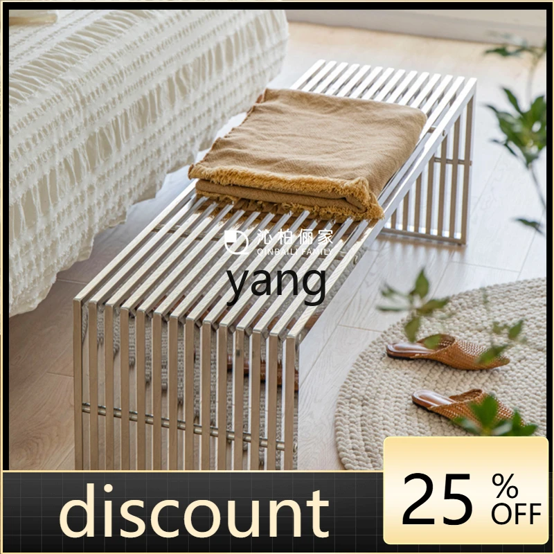 

LT Nordic light luxury stainless steel bench household square small stool shoe changing stool