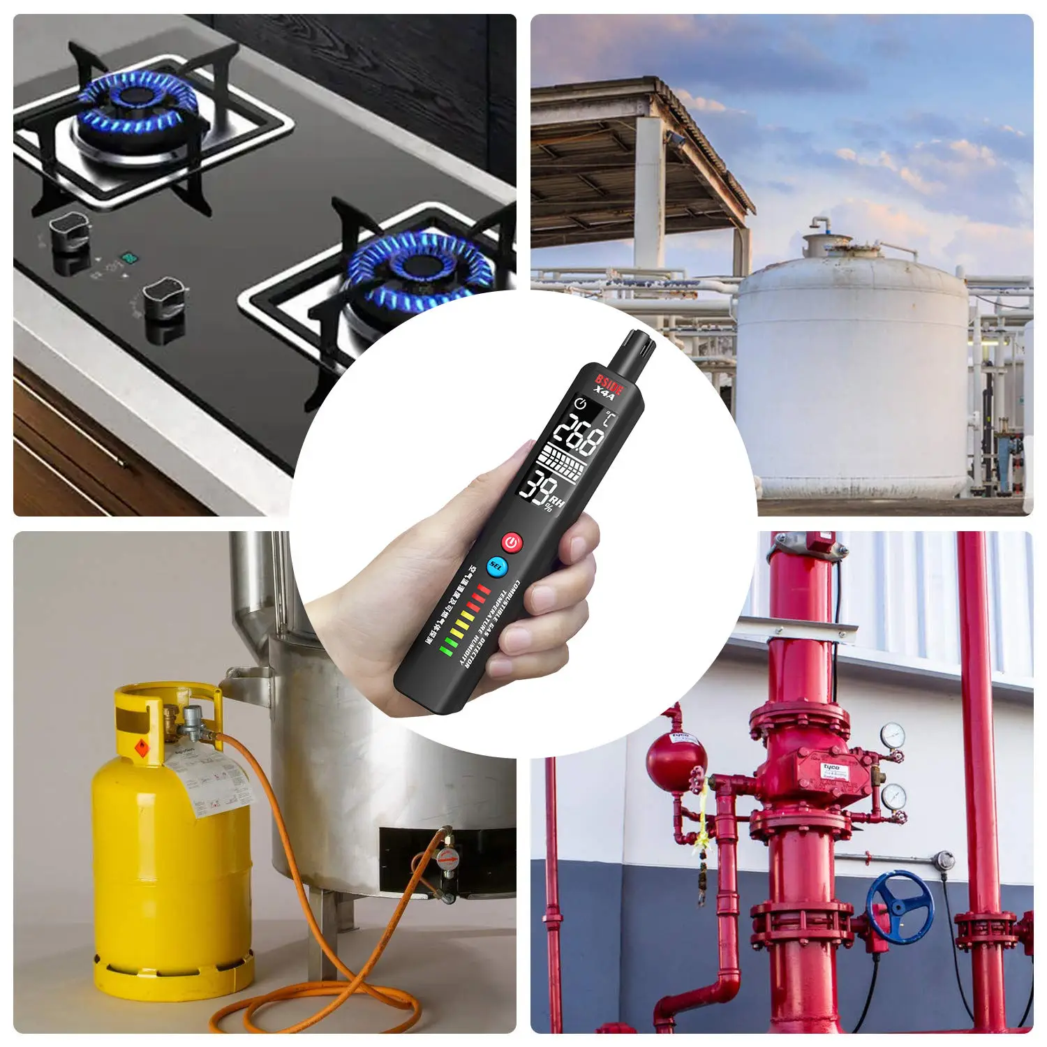 BSIDE X4A igrometro digitale professionale rilevatore di Gas naturale temperatura ambiente interna umidità metano butano Tester strumento calibro