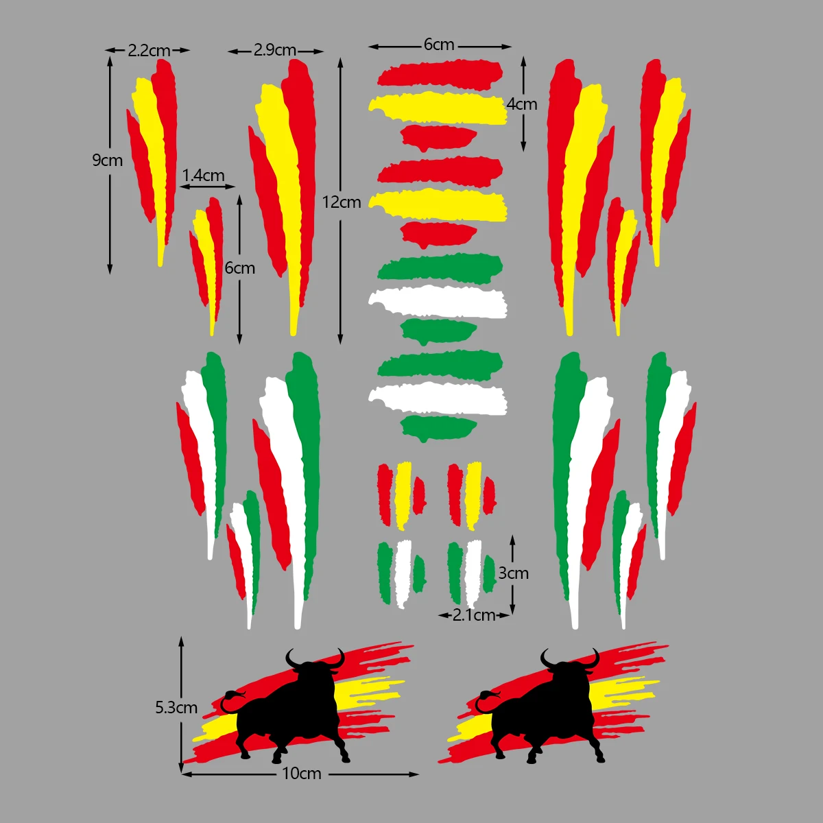 Spanish Italian Flag Reflective Motorcycle Stickers Moto Motorbike Scooter Car Quad ATV Bike Helmets Accessories Vinyl Decal Set