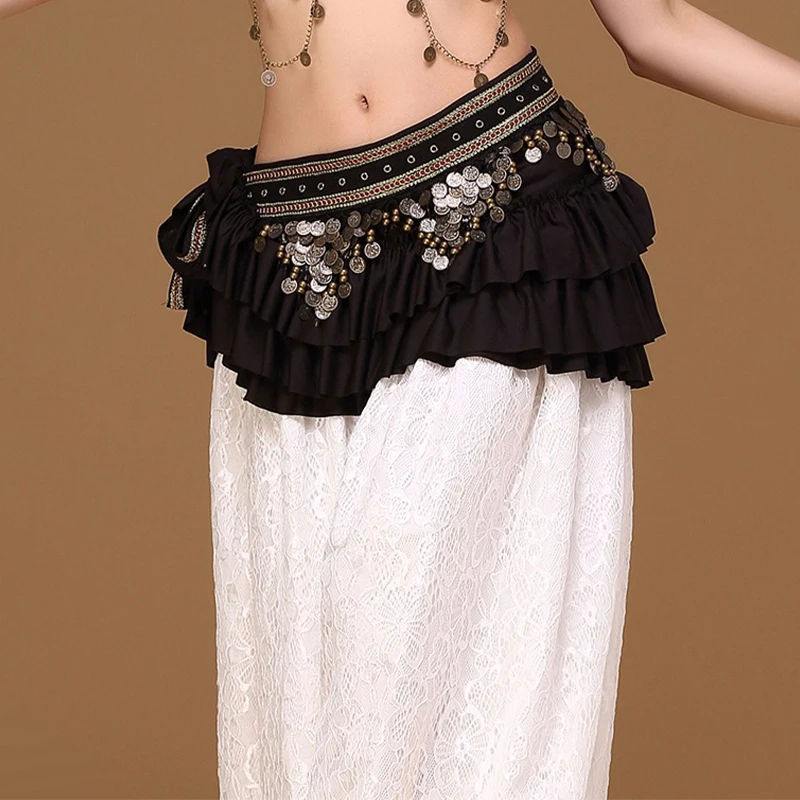 New Women Belly Dance Costume Hip Scarf Copper Coin Vintage Tribal Wrap Belt Accessories Black Red Green BellyDancing Waist Belt