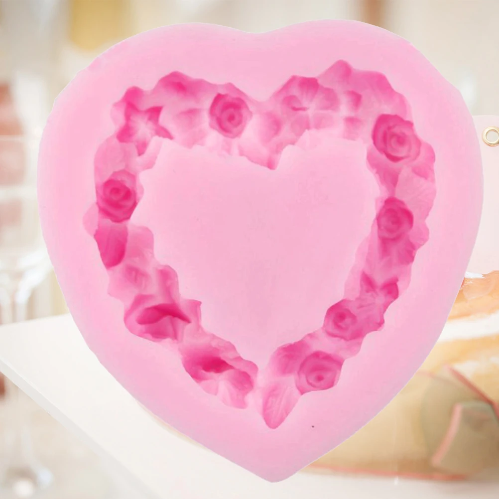 

Love Wreath Silicone Cake Mold Pink Non-stick DIY Baking Fondant Molds Heart Shape Crafts Chocolate Candy Ice Cube Jelly