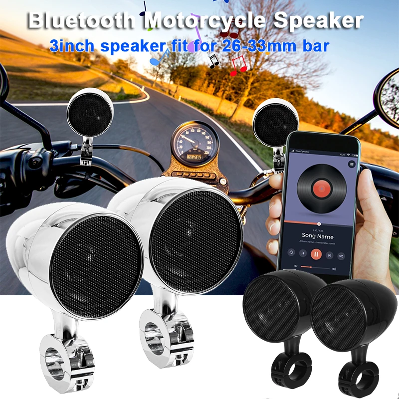 

3inch Bluetooth Motorcycle Speaker Wireless High Power Audio Speaker Wireless Bluetooth USB Remote Audio for 26-33mm Handlebar