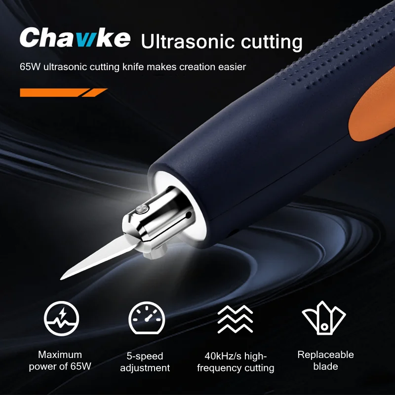Chawke Professional 65W Ultrasonic Cutter Knife 40kHz Vibration Frequency Carving 3D Print Deburr Multi-blade Handwork Tool