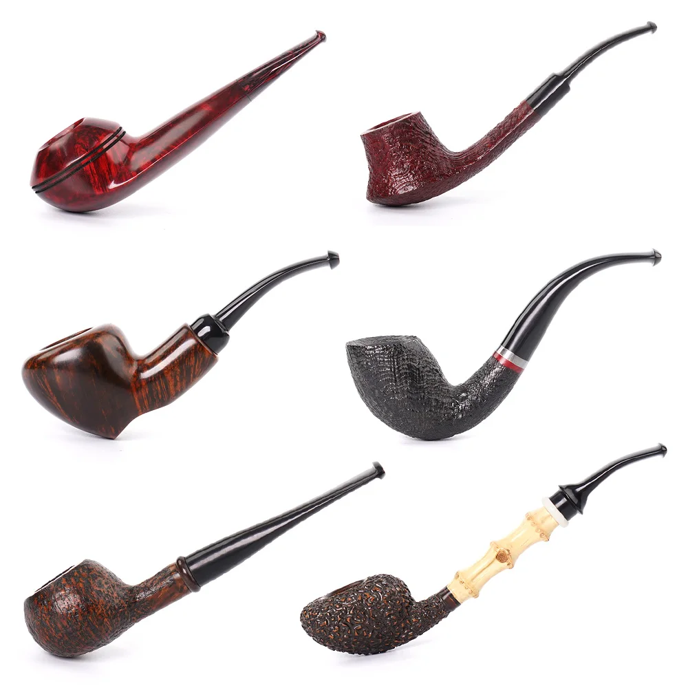 

Classic Durable Wooden Pipe For Smoking Bent Type Professional Handmade Briar Tobacco Pipe Kit