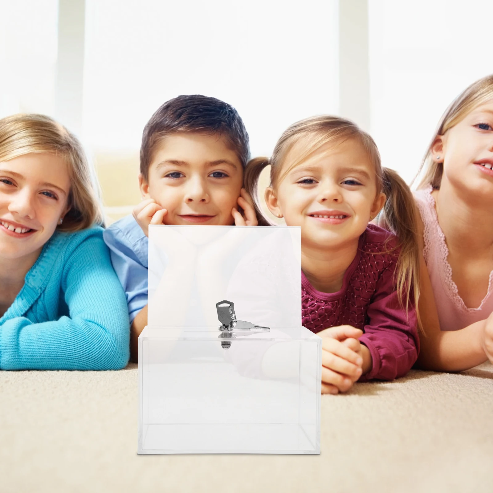 

Transparent Donation Box Acrylic Lockable Voting Storage Container For Fundraising Suggestion Collecting Letter Box Donation