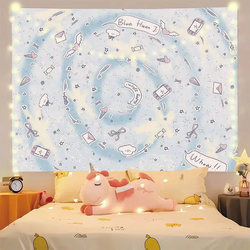 VIKAMA Stray Kitten Line Art Poster Horizontal Tapestry Wall Hanging for Bedroom Living Room Cozy Aesthetic Modern Home Decor