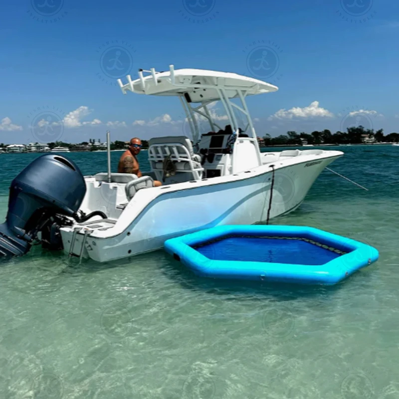 

Плавающий надувной аквапарк, шестигранный надувной остров, ПВХ, воздушный коврик для док-станции