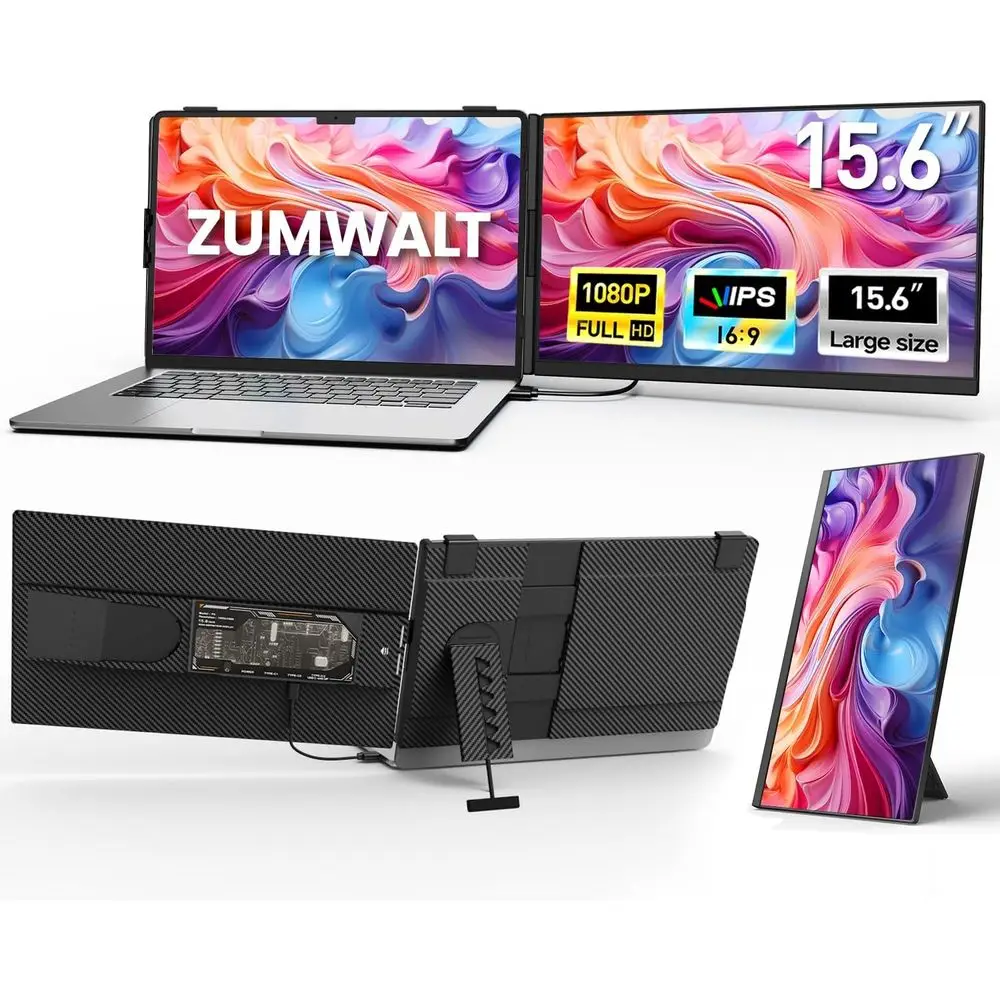

15.6 1080P Portable Laptop Monitor, Detachable Dual Display for 13-17 Laptops, Compatible with Windows, Android, Chrome, PS5
