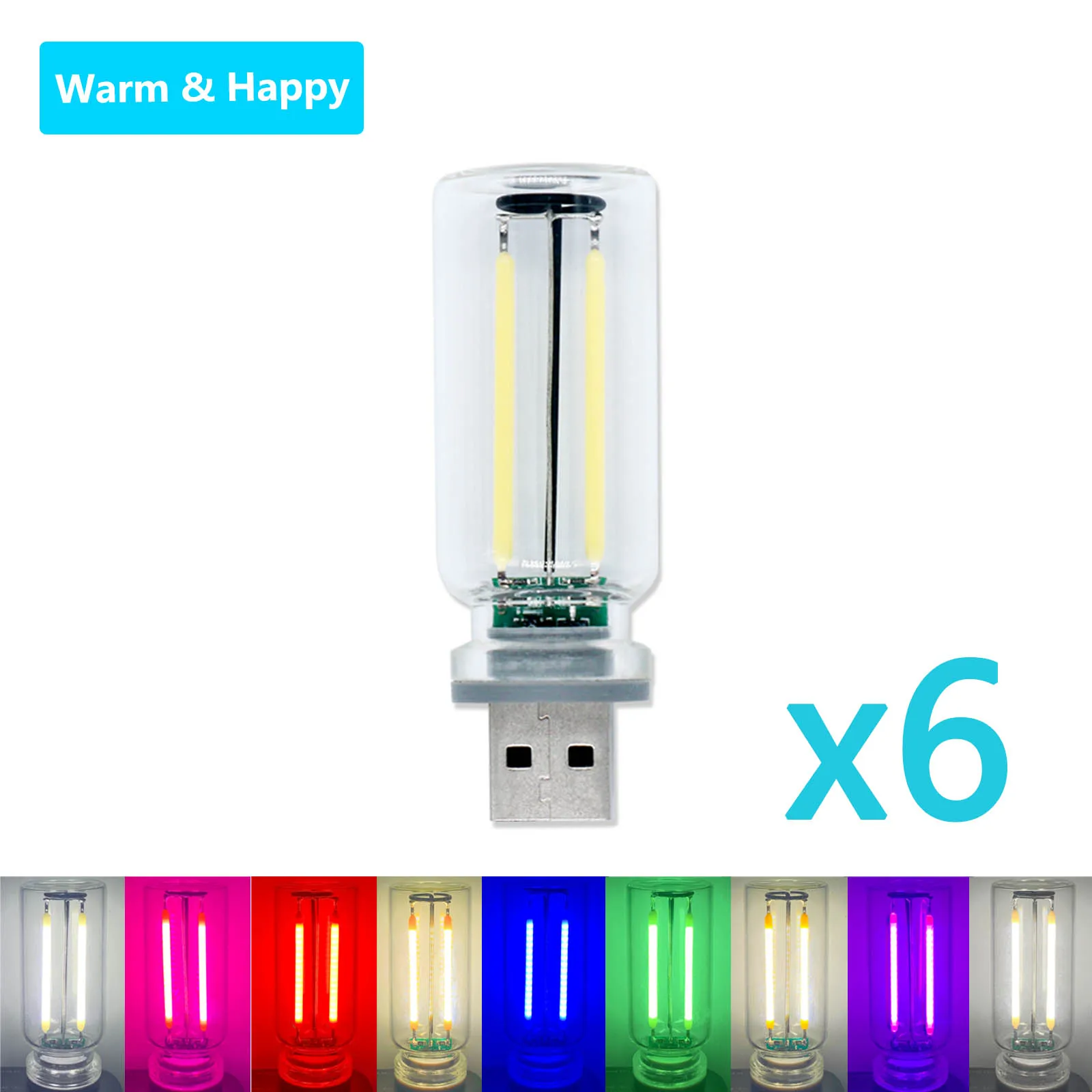 

6pcs USB Touch Dimming Light Bulb DC5V 0.3W LED Retro Edison Ampoule Incandescent Bulb Mini Night Light Source Accessory