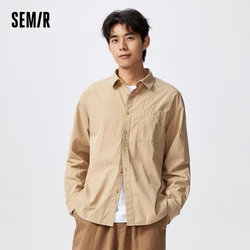 Semir Long-Sleeved Shirt Men New 2023 Spring Fashion Striped Comfortable Cotton Commuter Shirt