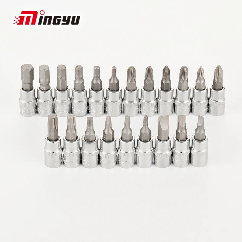 21pcs 32mm Long Bit Socket Set Hex Torx Slotted Phillips Pozidriv Bits 1/4\