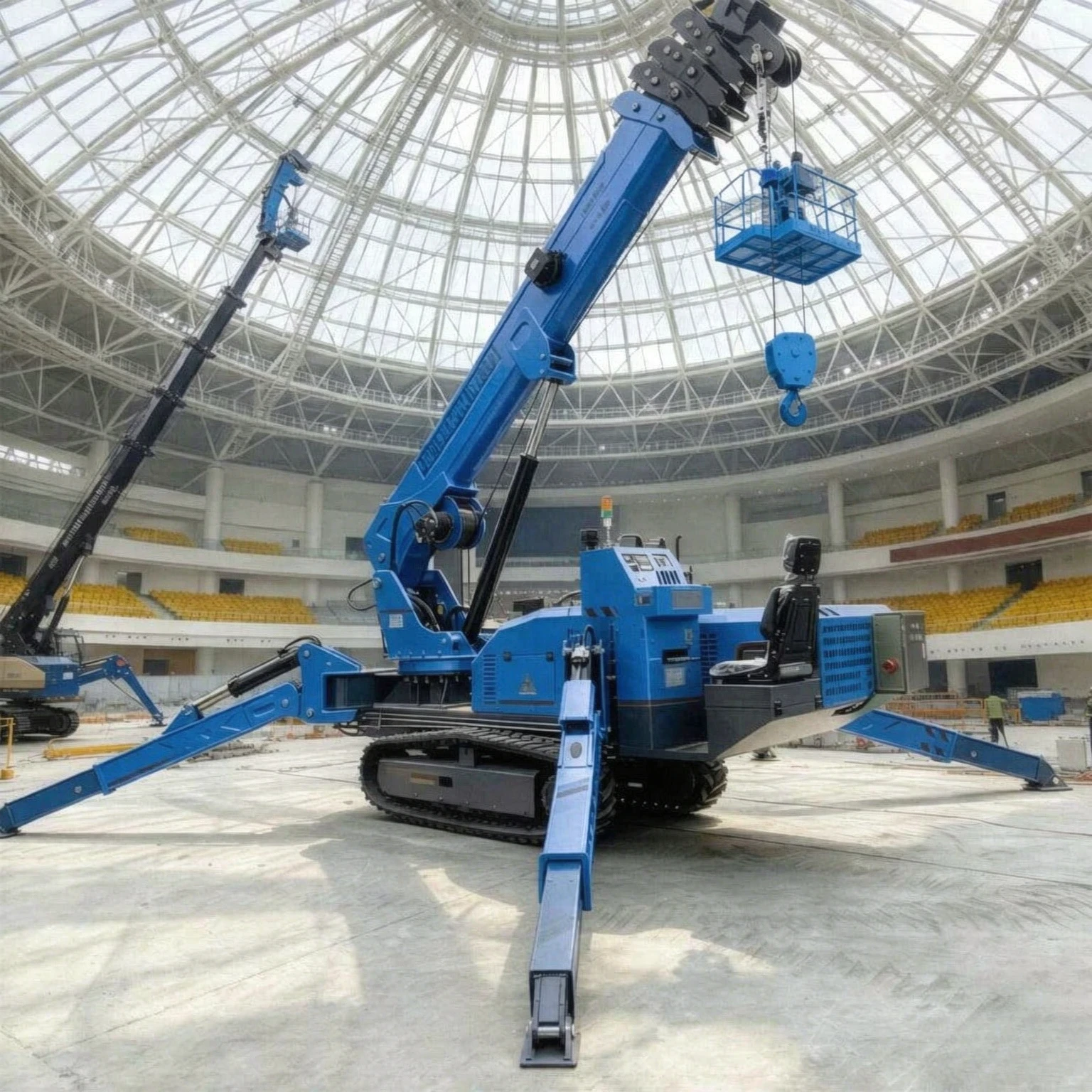 360 Degree Rotation Mobile Spider Crane Hydraulic Micro Crane with Fly Jib Man Basket for Construction Spider Crawler Crane