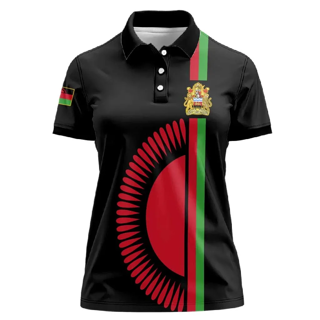Women Malawi Polo Shirt Heritage Crest Graphic Short Sleeve Lapel Tee Casual Travel Sportswear Fashion Top Chic Chic