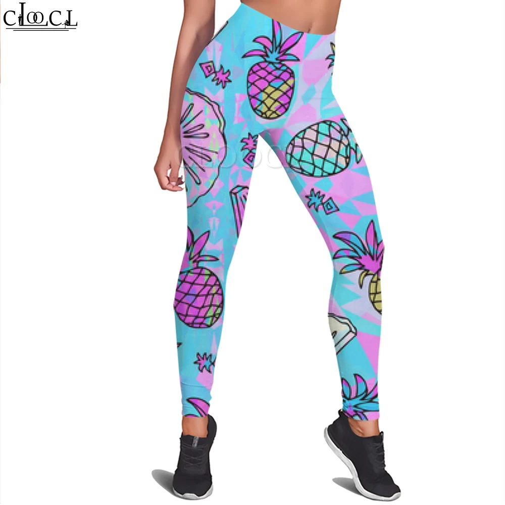 CLOOCL New Fashion Blue Women Legging Watercolor Pineapple Pattern 3D Print Trousers for Female High Waist Seamless Legging