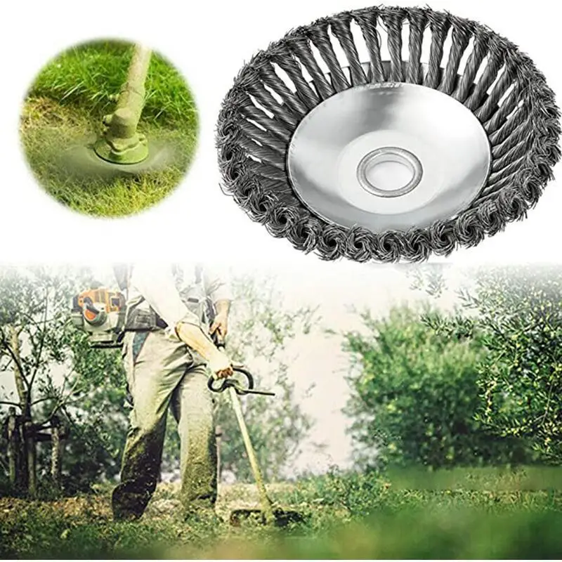 150mm Steel Wire Wheel Garden Weed Brush Lawn Mower Grass Eater Trimmer Brush Cutter Tools Garden Grass Trimmer Head Weed Brush