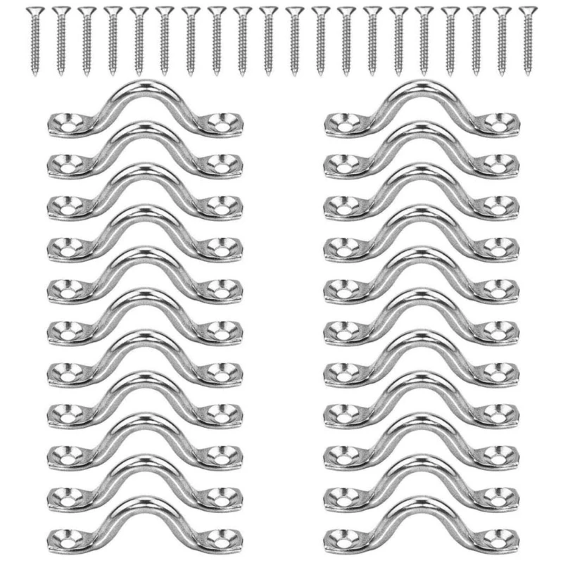 J2HB 22Pcs Strong 316 Steel U Shaped Holders with Mounting Screws for Hanging Use
