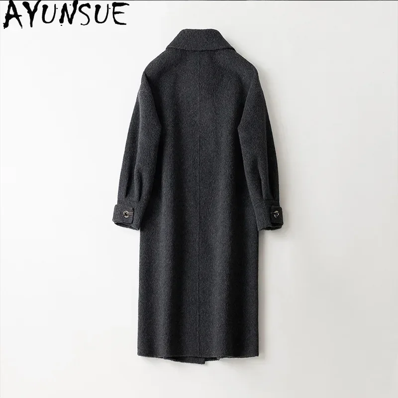 AYUNSUE Top Quality 10% Alpaca 90% Wool Coats for Women 2023 Autumn Winter Chic Loose Double-sided Woolen Jacket Abrigos Mujer