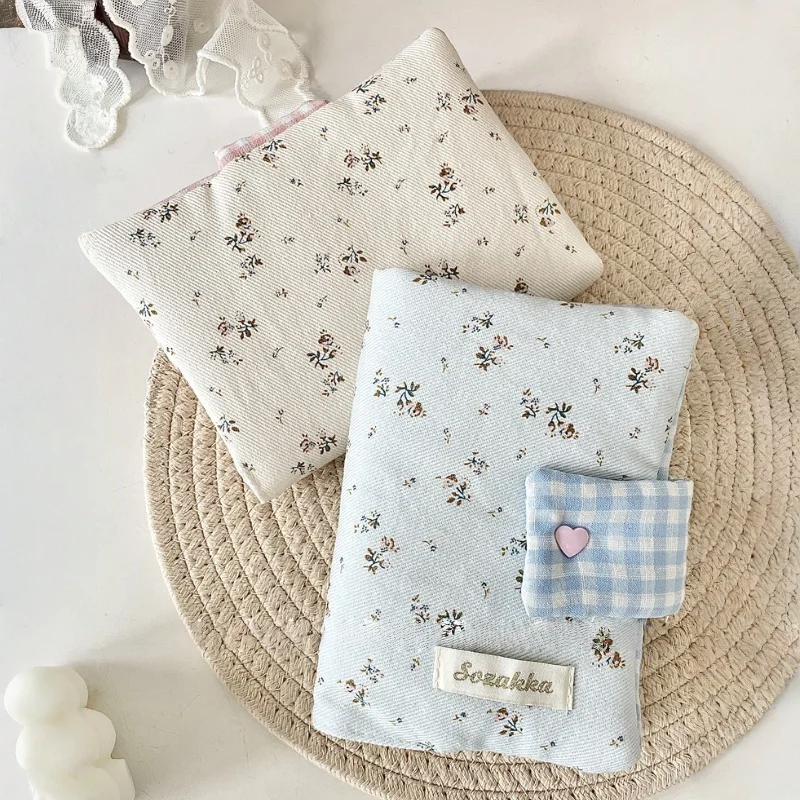 A6 Handmade Floral Print  Clover Book Jacket Original Book Cover Portable Ledger, Notepad, Diary Protective Case