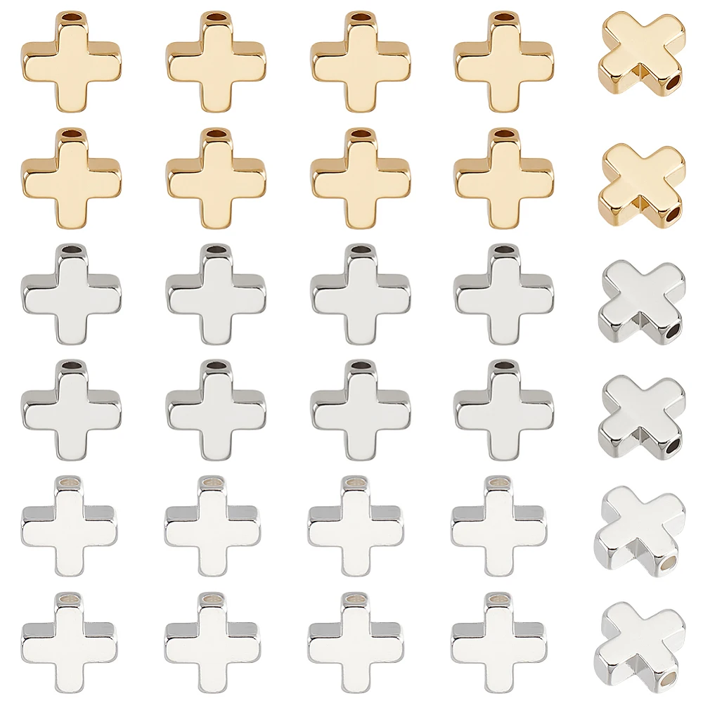 30PCS 18K Gold Plated Spacer Beads 3 Colors Metal Beads Square Spacer Beads for DIY Jewelry Making Findings and Other Craft Work