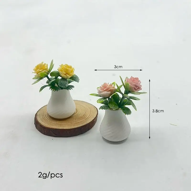 Dollhouse Plant 1Pcs Miniature Photography Accessory Mini Rose Potted Flower Home Tabletop Decor Gift