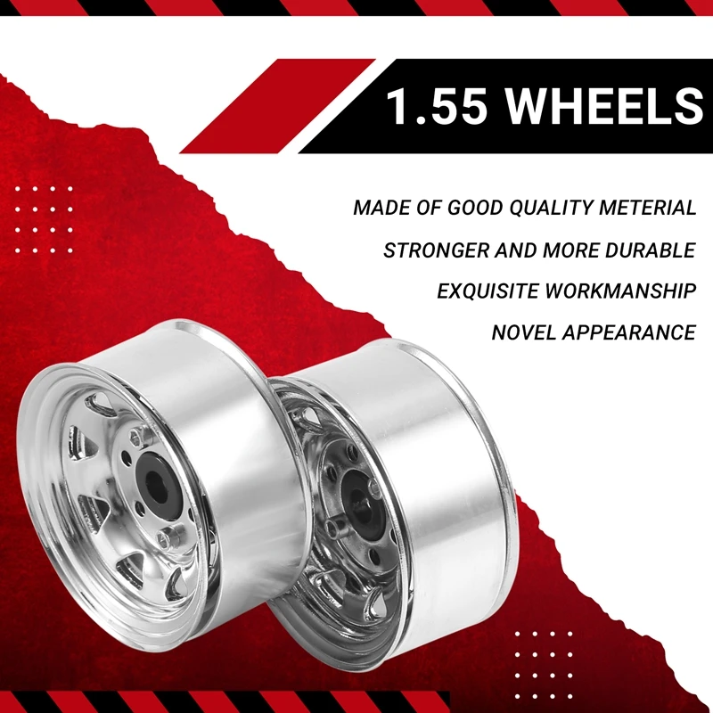 4PCS 1.55 금속 비드 록 휠 림 허브 1/10 RC 크롤러 자동차 축 예티 주니어 90069 RC4WD D90 TF2 Tamiya CC01 LC70 MST