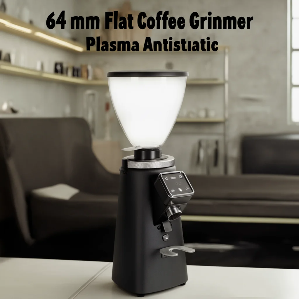 HomeWise G1005 Commercial Coffee Grinder 64mm Flat Burr Plasma Anti-Static for Espresso Pour Over French Press Coffee Mill 220V