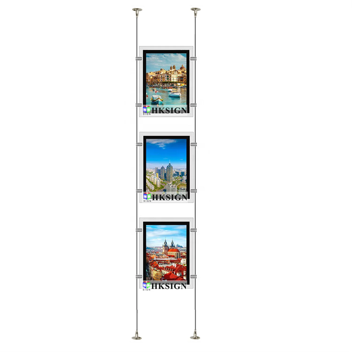 HKSIGN LED Light Frame for Real Estate Window Advertising Display 8.5x11 Inch Portrait 3pcs A4 Size Vertical Hanging in a Row