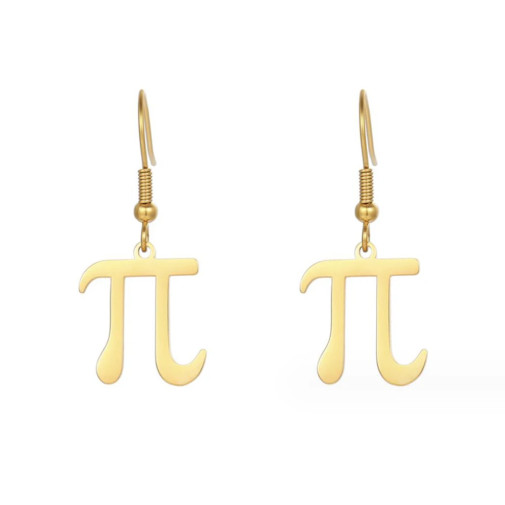 Stainless Steel Mathematical Symbols Pi Drop Earrings Women Delicate Fashion Teacher Gift