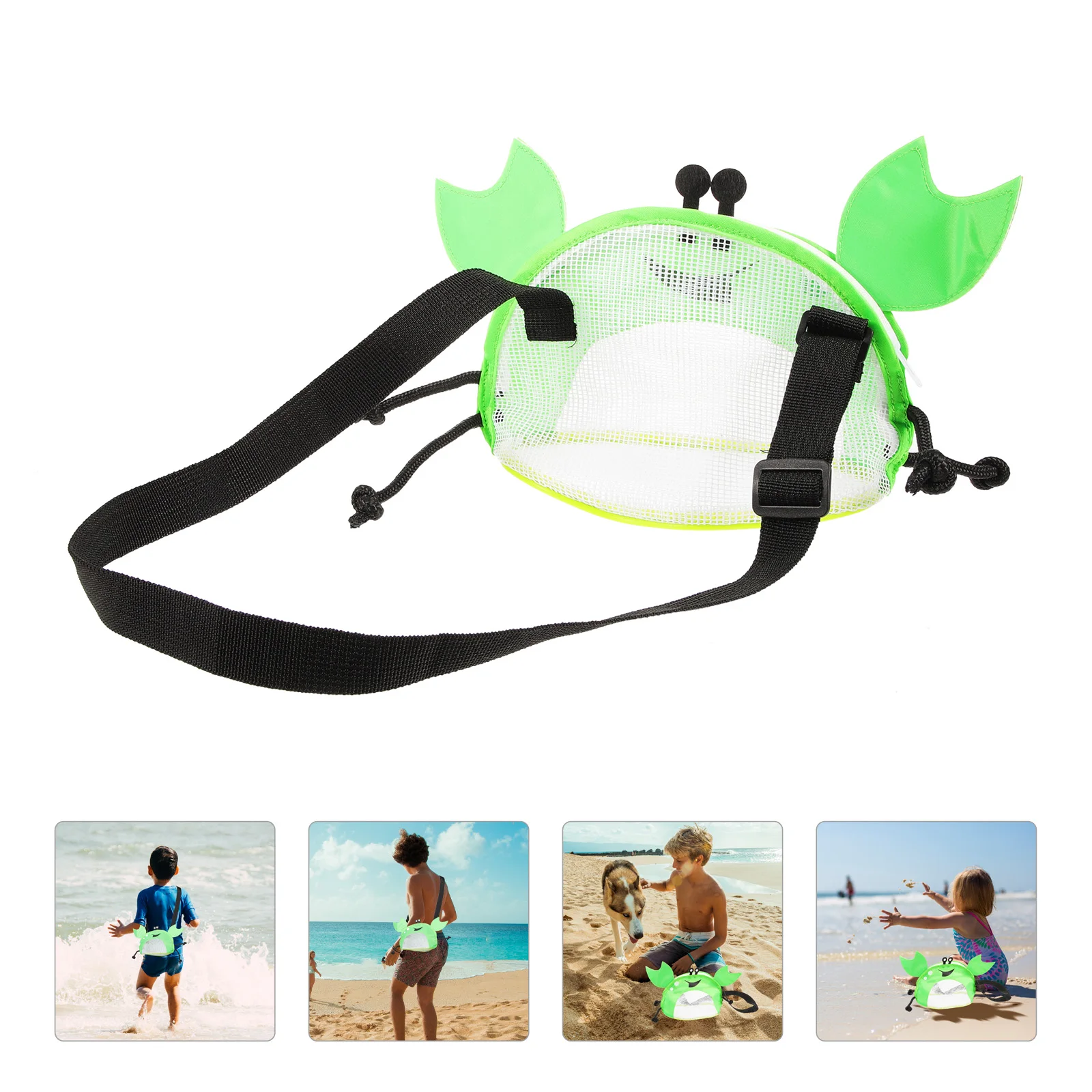 Borsa a conchiglia in rete da spiaggia per bambini Borse a conchiglia multifunzionali riutilizzabili per bambini con coulisse