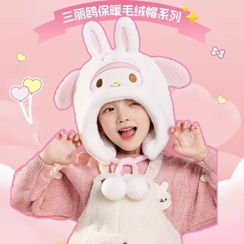 

New Cartoon Sanrios Kuromi My Melody Cinnamoroll Children Hat Good-Looking Winter Cold-Proof Keep Warm Fashion Cute Gift