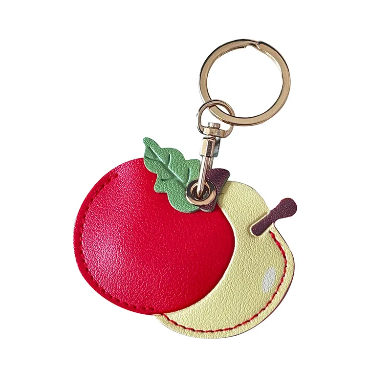 Leather Keychain Holder Case for Apple AirTag Cute Protective Air Tag Cover Keychain Ring Anti-Scratch Finder GPS Tracker Case