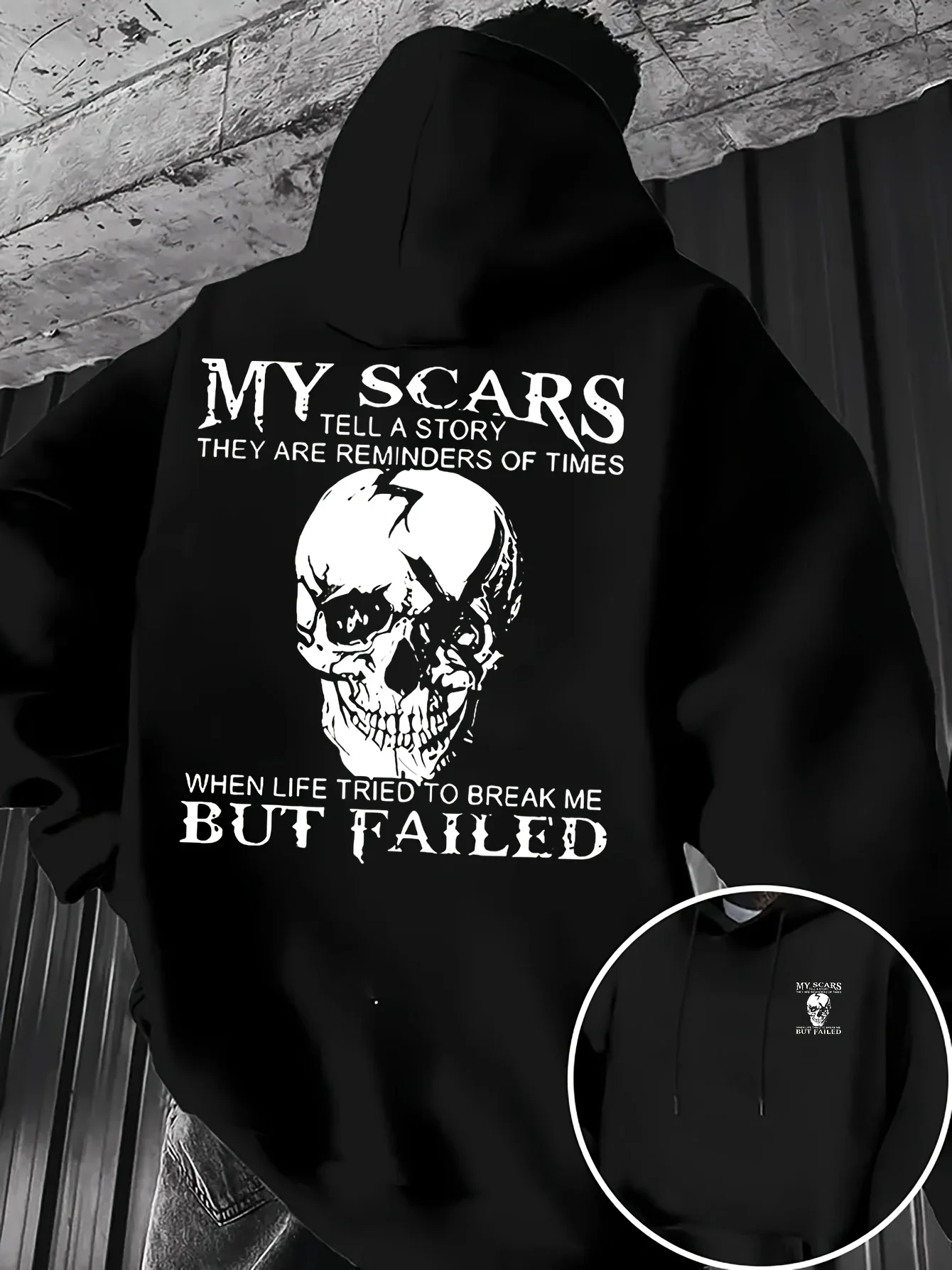 Men's Skull Pattern Fall/winter Street Fashion Fleece Loose Hooded Sweatshirt Suitable for Outdoor Activities Daily Commuting
