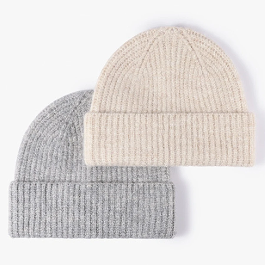 قبعات شتوية محبوكة للجنسين قبعات شتوية ناعمة دافئة وسميكة بلون سادة للخريف والشتاء للرجال والنساء